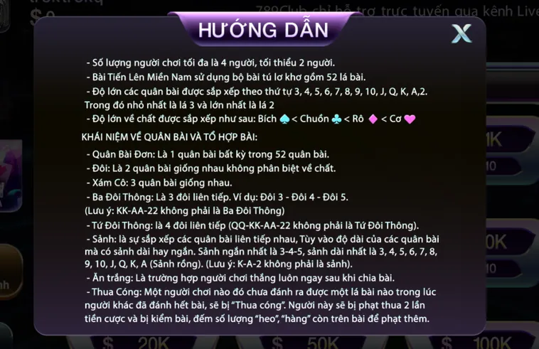 Tiến Lên Miền Nam Tại 789Club Đỉnh Cao Cá Cược Đấu Trường Cao Thủ